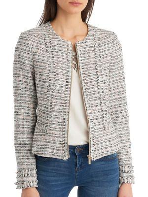 Karl Lagerfeld Paris Multi-tweed Zip Jacket