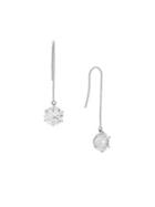 Etienne Aigner Rhodium-plated And Cubic Zirconia Threader Drop Earrings