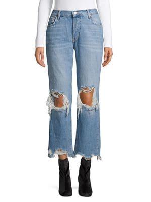 Free People Maggie Straight-leg Distressed Jeans