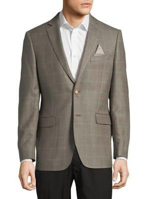 Black Brown Windowpane Silk-wool Blazer