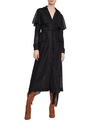 Bcbgmaxazria Lace Peplum Long Trench Coat