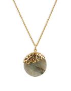 Lord & Taylor Labradorite And Sterling Silver Pendant Necklace