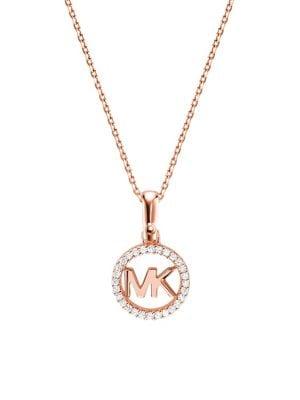 Michael Kors Custom Kors 14k Rose-goldplated & Crystal Logo Pendant Necklace