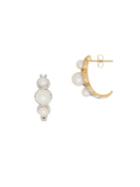 Lord & Taylor 4mm White Oval Pearl, Diamond & 14k Yellow Gold Earrings