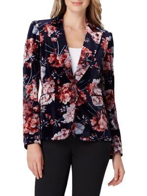 Tahari Arthur S. Levine Petite Floral Velvet Blazer