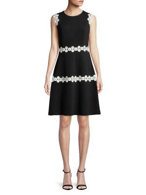 Karl Lagerfeld Paris Border Floral Fit-&-flare Dress