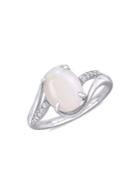 Sonatina Sterling Silver, Oval-cut Opal & 0.1 Tcw Diamond Twist Ring