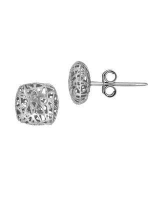 Lord & Taylor 14k White Gold Mesh Stud Earrings