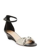 424 Fifth Chandra Textured Leather Wedge Sandals
