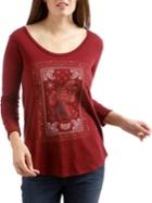 Lucky Brand Graphic Three-quarter Sleeve Top