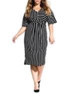 City Chic Plus Striped Knotted Dress