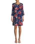 Ivanka Trump Floral-print Bell-sleeve Dress