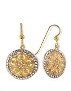 Lord & Taylor 14k Gold Two Tone Circle Drop Earrings