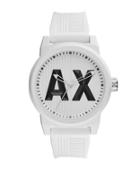 Armani Exchange Atlc Analog White Dial Silicone-strap Watch