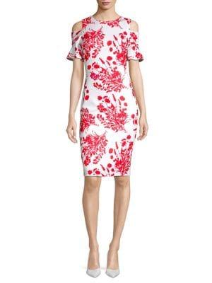Calvin Klein Floral Cold-shoulder Sheath Dress