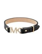 Michael Kors Haute Hardware Crystal & Leather Notched Bracelet