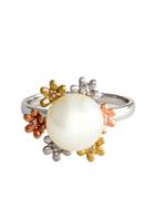 Effy 14kt White Yellow And Rose Gold Freshwater Pearl Ring With Diamond Accents