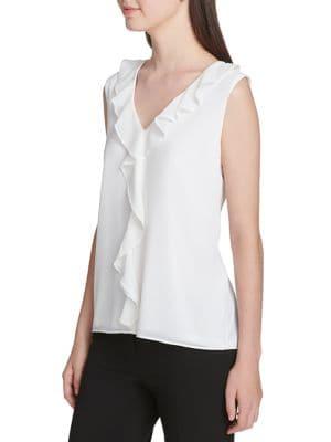 Calvin Klein V-neck Ruffled Top