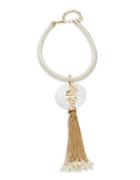 R.j. Graziano Gold Tassel Leather Braided Necklace