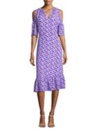 Michael Michael Kors Petite Floral-printed Cold Shoulder Dress