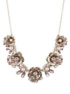 Marchesa Blush-goldtone & Swarovski Crystal Floral Frontal Necklace