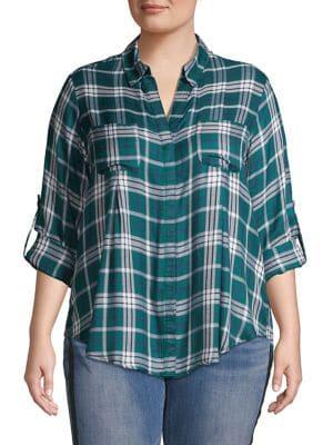 Lord & Taylor Plus Nancy Plaid Long-sleeve Top