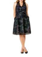 Mynt 1792 Plus Plus Floral-lined Mesh Fit-and-flare Dress