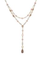 Anne Klein Crystal And Mother-of-pearl Layered Y-necklace
