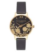 Olivia Burton Lace Detail Stainless Steel Leather-strap Watch