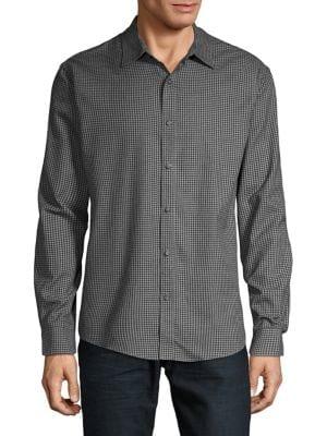 Black Brown Gingham-print Button-down Shirt