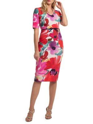 Trina Turk Camellia Blossom Smoothie Mid Century Dress