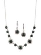 Givenchy Silvertone & Crystal Collar Necklace & Drop Earrings Set