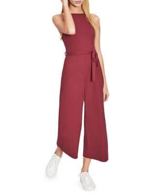 Miss Selfridge Ribbed Wide Leg Self Tie Jumpsuit