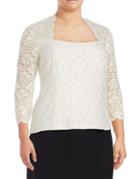 Alex Evenings Plus Mesh Lace Fitted Blouse