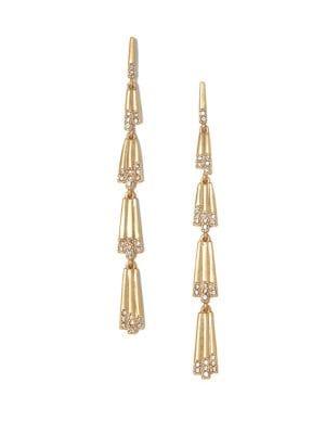 Vince Camuto Vintage-look Goldtone & Crystal Sunburst Linear Drop Earrings