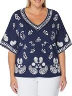 Rafaella Plus Botanical Drop-shoulder Flutter Top