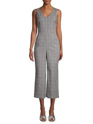 Karl Lagerfeld Paris Sleeveless Glen Plaid Jumpsuit