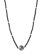 Effy 10mm Black Tahitian Pearl Pendant, Black Spinel, 14k Yellow Gold Necklace