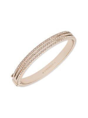 Givenchy Three-row Goldtone Pave Bangle