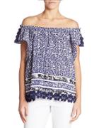 Lord & Taylor Printed Cold Shoulder Top