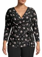 Anne Klein Plus Floral-print Wrap Top