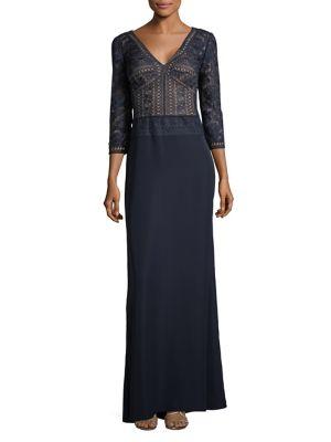 Tadashi Shoji Long-sleeve Lace Gown