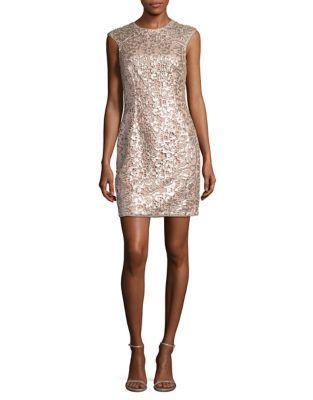 Aidan Aidan Mattox Sequined Lace Sheath Dress