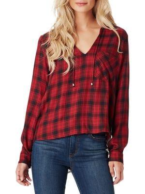 Jessica Simpson Isa Reverse Mixed-plaid Top