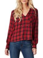 Jessica Simpson Isa Reverse Mixed-plaid Top