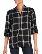 Lord & Taylor Contrast Plaid Blouse