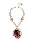 Betsey Johnson Celestial Crystal Cameo Statement Necklace