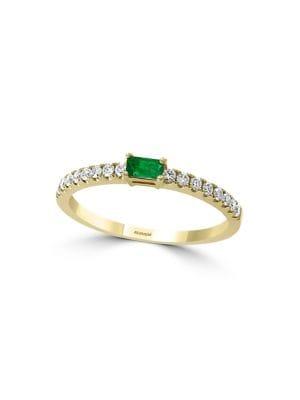 Effy 14k Yellow Gold, Diamond & Emerald Basket-style Ring