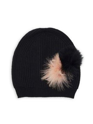 Badgley Mischka Wool-blend Faux-fur Beanie