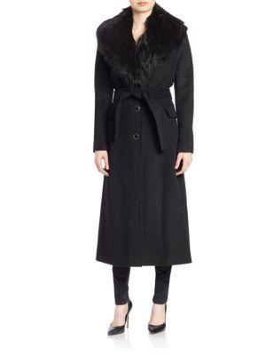 Calvin Klein Faux Fur Collar Wool-blend Maxi Coat